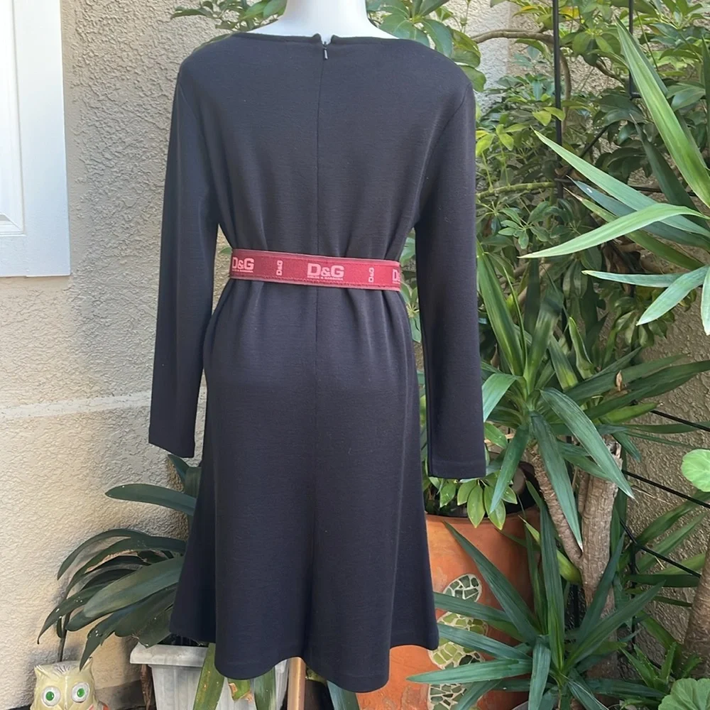 Vintage burgundy/pink Dolce & Gabbana leather/canvas large belt